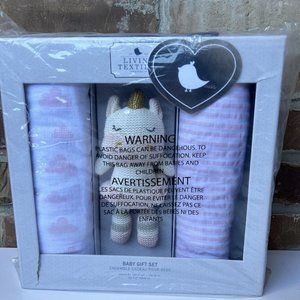 Living Textiles Baby Gift Set 2 Swaddles Blankets 1 Toy Kenzie Girls New